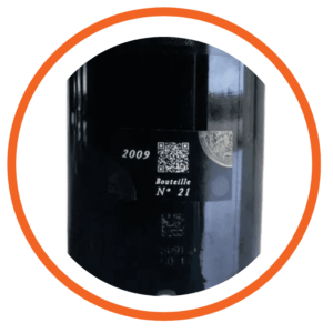 esempio stampa di qr code su una bottiglia di vino