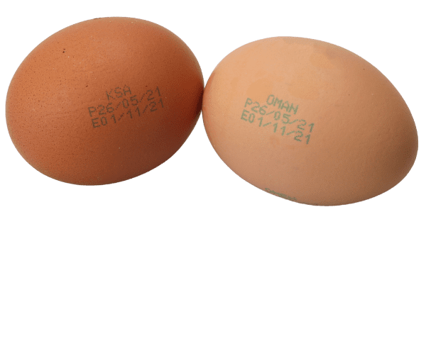 printing expiry date and batch code directly on eggs