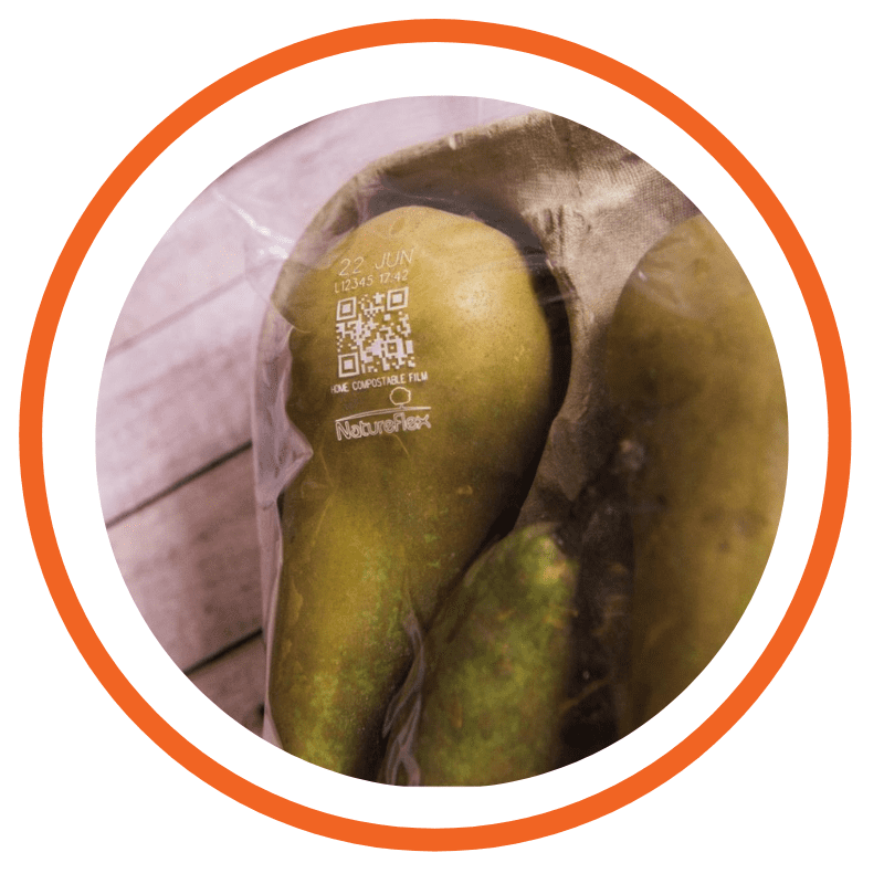 esempio marcatura laser film flessibile su frutta