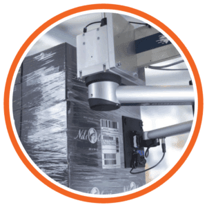 braccio elettronico per etichettatura di pallet con sistema domino domino mx350i-ep