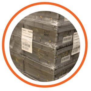 esempio di vassoi etichettati dopo la pallettizzazione